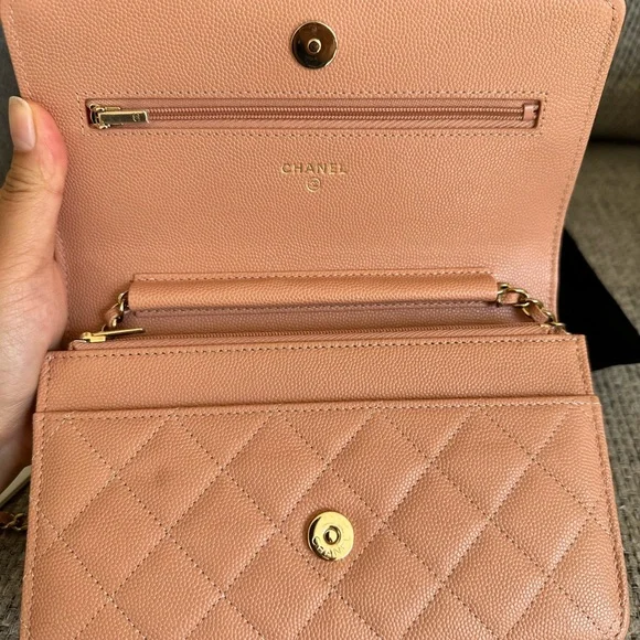 Brand New CHANEL 23P Beige Caviar GHW CC Wallet On Chain WOC with Receipt - Picture 9 of 14